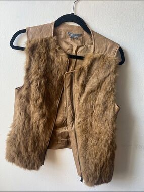 Vince Rabbit Fur Front Tan Vest